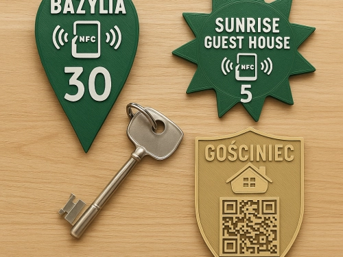 Breloki 3D do kluczy pokojowych – dla hoteli, kwater i agroturystyki z NFC/QR
